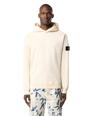 Stone Island 6100037 MALFILÉ FLEECE 'OLD' EFFECT Hoodie Ivory