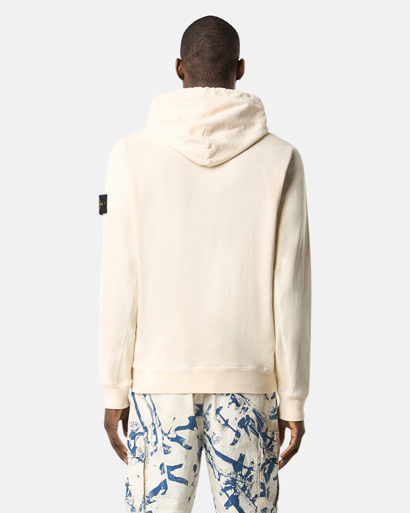 Stone Island 6100037 MALFILÉ FLEECE 'OLD' EFFECT Hoodie Ivory