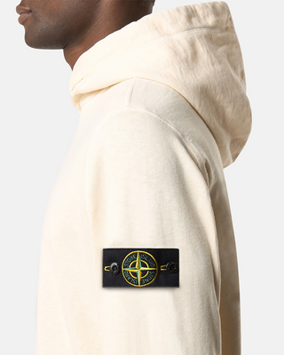 Stone Island 6100037 MALFILÉ FLEECE 'OLD' EFFECT Hoodie Ivory