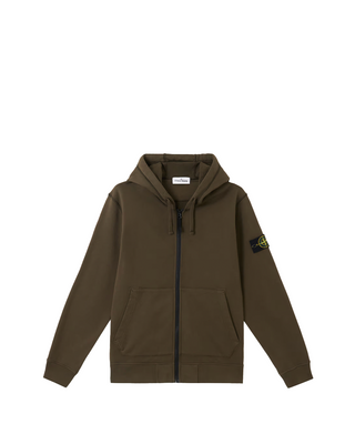 Stone Island 6100042 Organic Cotton Fleece Zip Hoodie Military Green