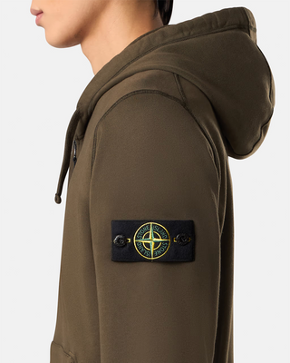 Stone Island 6100042 Organic Cotton Fleece Zip Hoodie Military Green