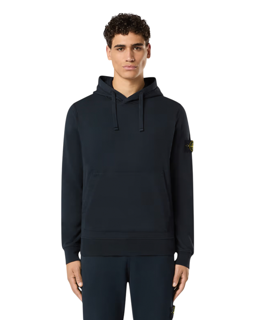 Stone Island 6100045 Organic Cotton Fleece Hoodie Navy Blue