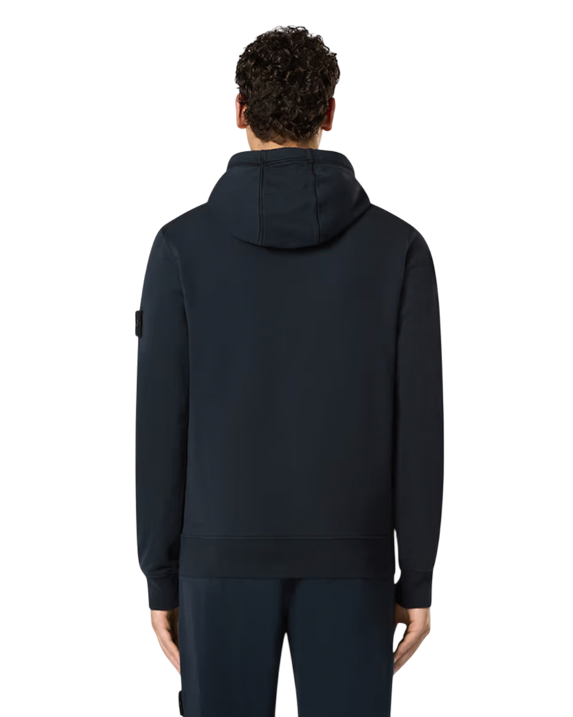 Stone Island 6100045 Organic Cotton Fleece Hoodie Navy Blue