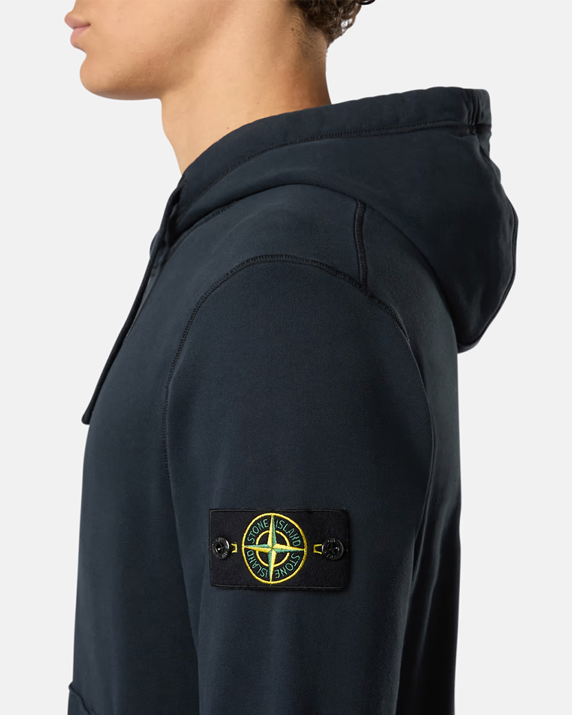 Stone Island 6100045 Organic Cotton Fleece Hoodie Navy Blue