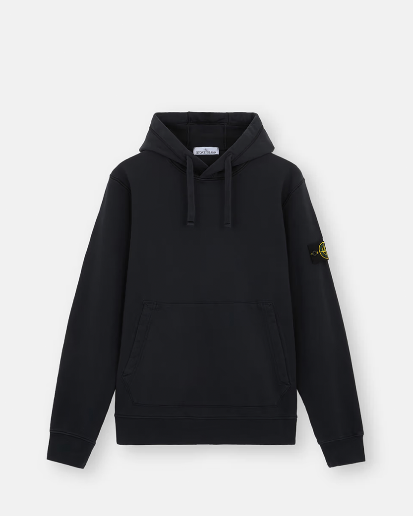 Stone Island 6100045 Organic Cotton Fleece Hoodie Navy Blue