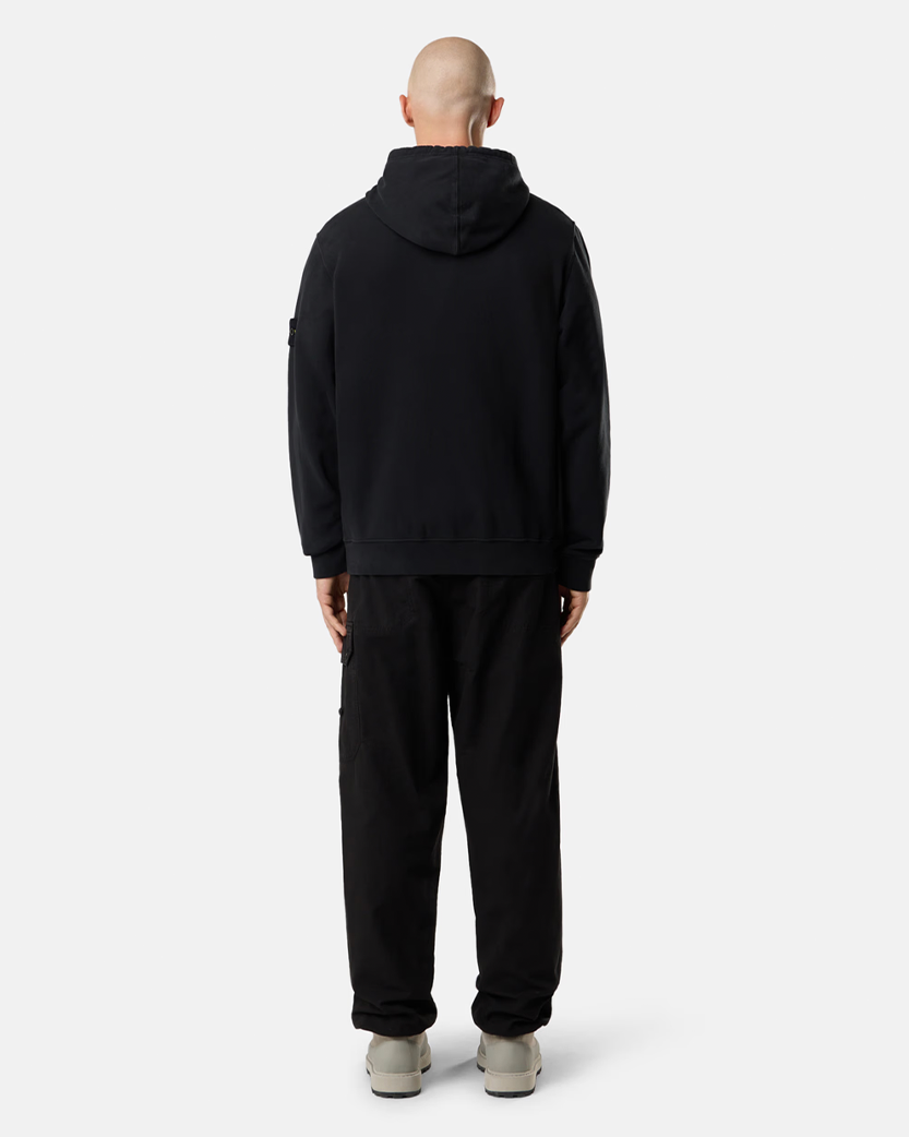 Stone Island 6100067 BRUSHED ORGANIC COTTON FLEECE Zip Hoodie Black