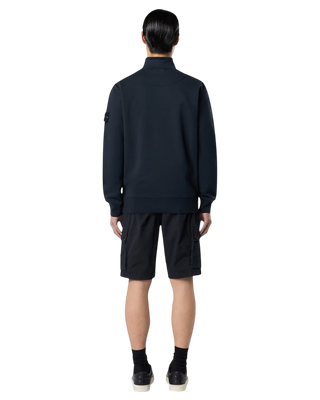 Stone Island 6100070 ORGANIC COTTON FLEECE Half-Zipper Sweatshirt Navy Blue
