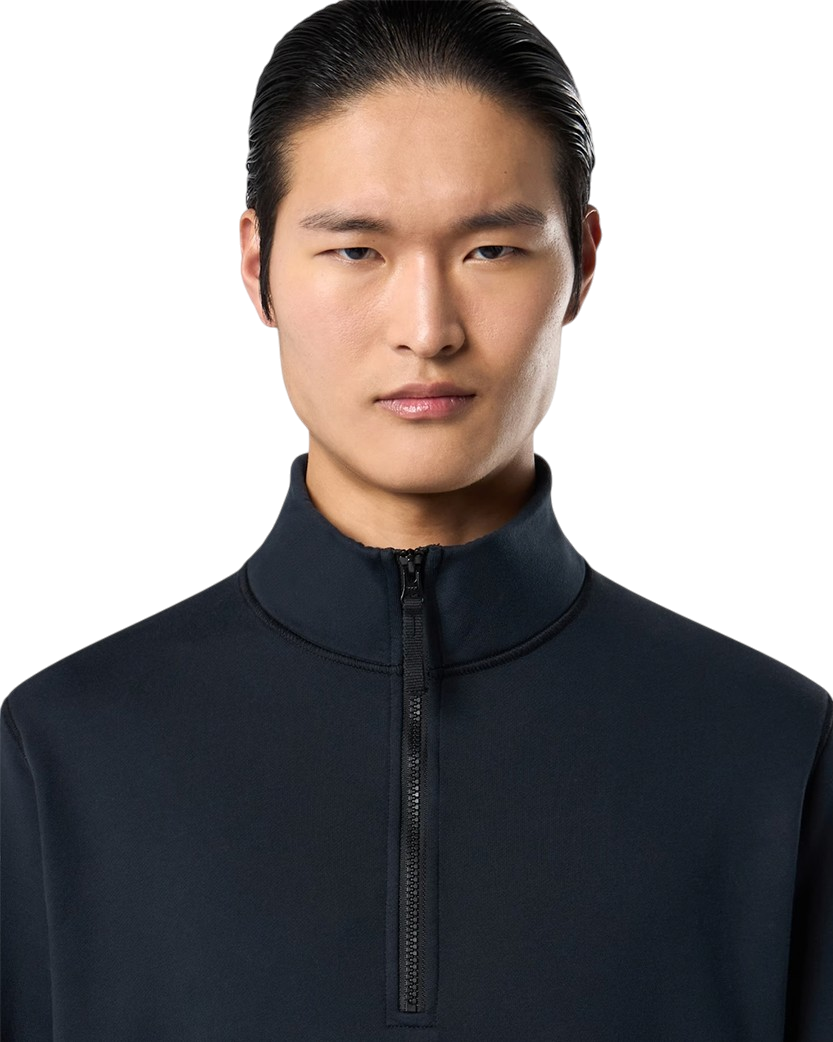 Stone Island 6100070 ORGANIC COTTON FLEECE Half-Zipper Sweatshirt Navy Blue