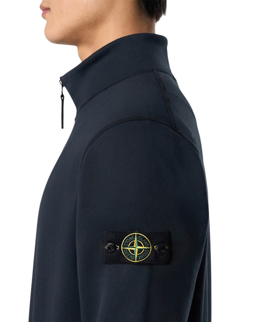 Stone Island 6100070 ORGANIC COTTON FLEECE Half-Zipper Sweatshirt Navy Blue