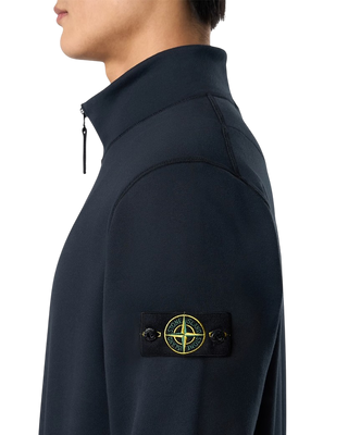 Stone Island 6100070 ORGANIC COTTON FLEECE Half-Zipper Sweatshirt Navy Blue