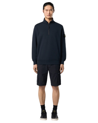Stone Island 6100070 ORGANIC COTTON FLEECE Half-Zipper Sweatshirt Navy Blue