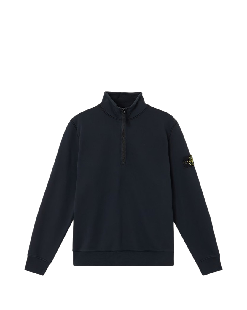 Stone Island 6100070 ORGANIC COTTON FLEECE Half-Zipper Sweatshirt Navy Blue