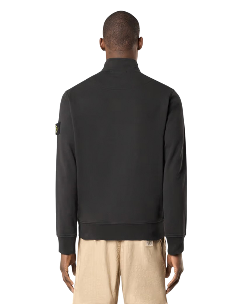 Stone Island 6100619 Organic Cotton Fleece Half-Zipper Sweatshirt Black