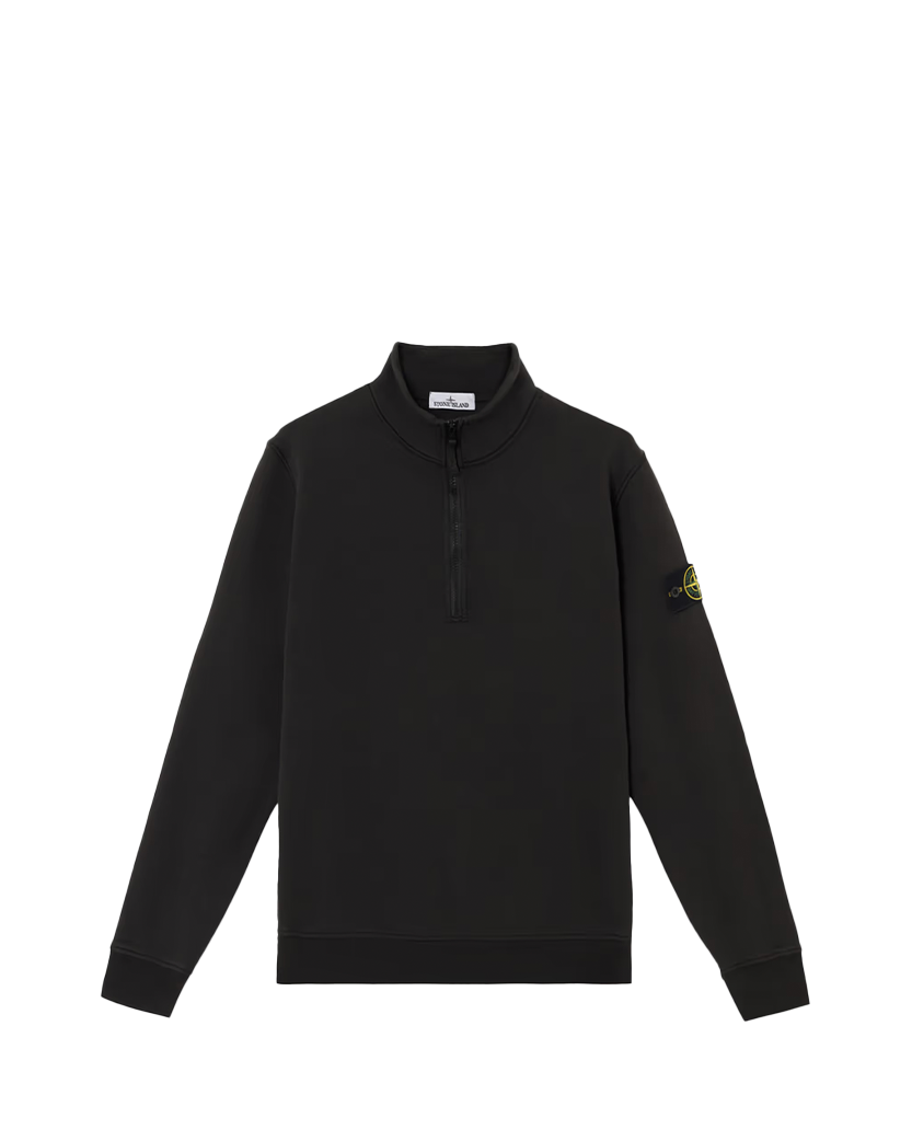 Stone Island 6100619 Organic Cotton Fleece Half-Zipper Sweatshirt Black