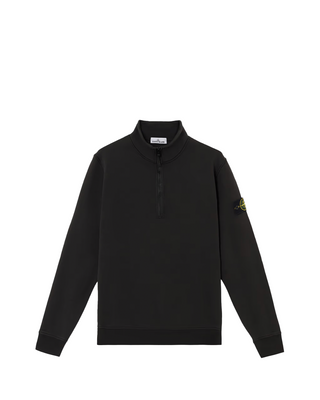 Stone Island 6100619 Organic Cotton Fleece Half-Zipper Sweatshirt Black