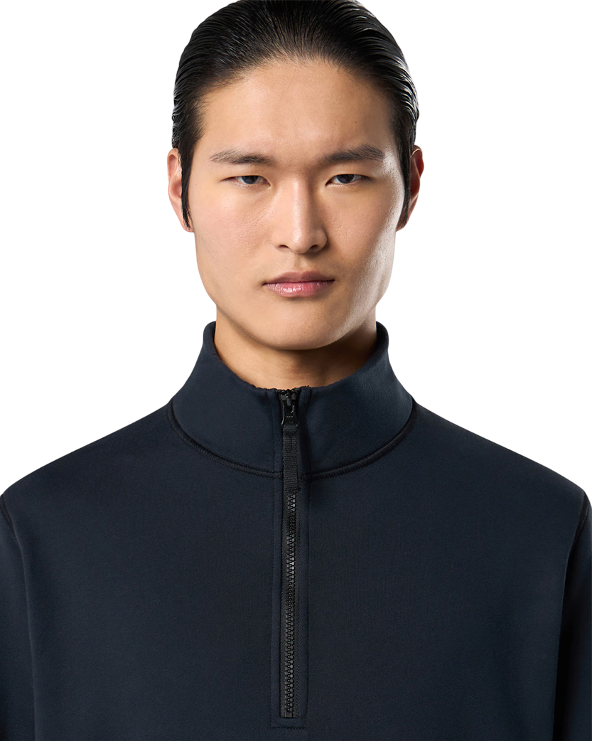 Stone Island 6100619 Organic Cotton Fleece Half-Zipper Sweatshirt Blue