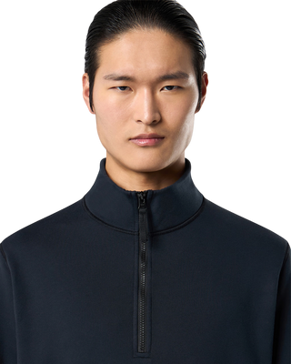 Stone Island 6100619 Organic Cotton Fleece Half-Zipper Sweatshirt Blue