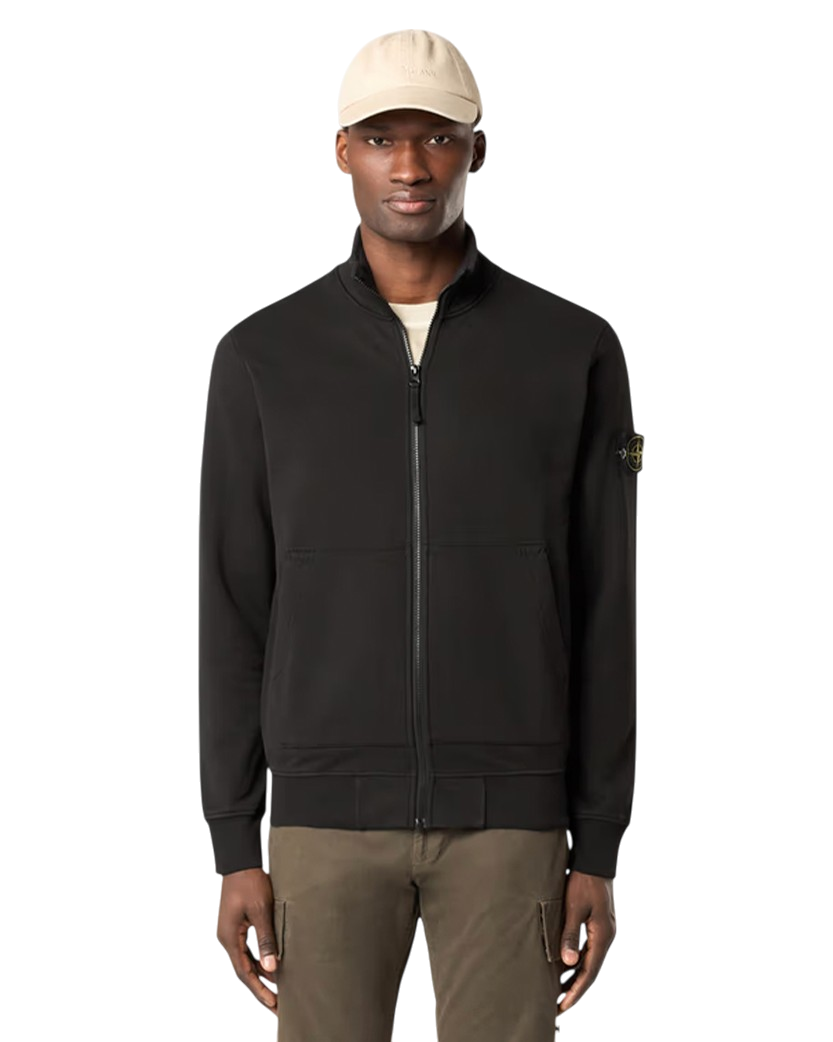 Stone Island 6100643 Oganic Cotton Fleece Zip Sweatshirt Black