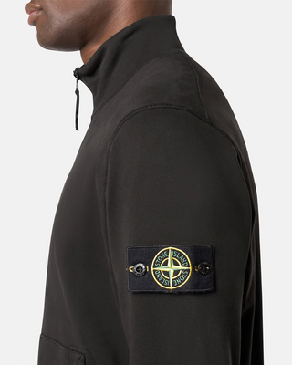 Stone Island 6100643 Oganic Cotton Fleece Zip Sweatshirt Black
