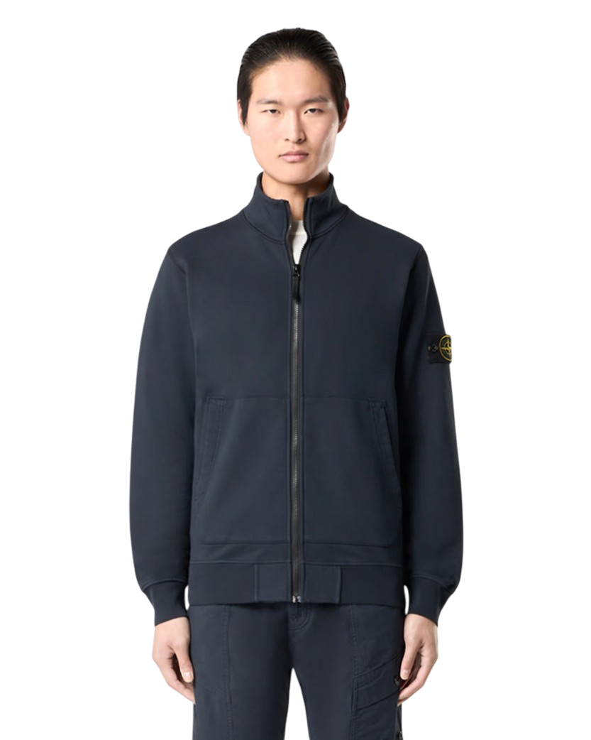 Stone Island 6100643 Oganic Cotton Fleece Zip Sweatshirt Blue