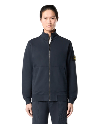 Stone Island 6100643 Oganic Cotton Fleece Zip Sweatshirt Blue