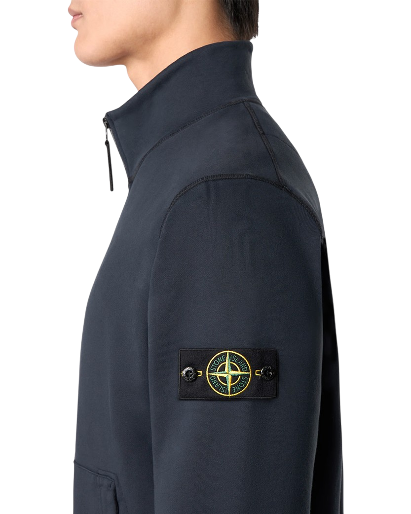 Stone Island 6100643 Oganic Cotton Fleece Zip Sweatshirt Blue