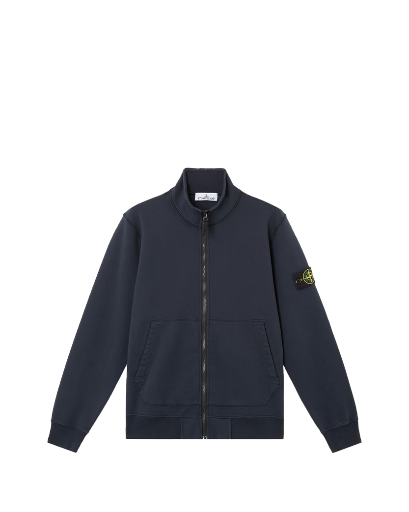 Stone Island 6100643 Oganic Cotton Fleece Zip Sweatshirt Blue