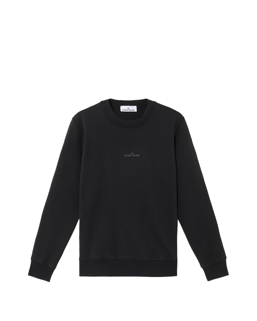 Stone Island 6100665 Cotton Fleece 'Institutional Five' Print Sweatshirt Black