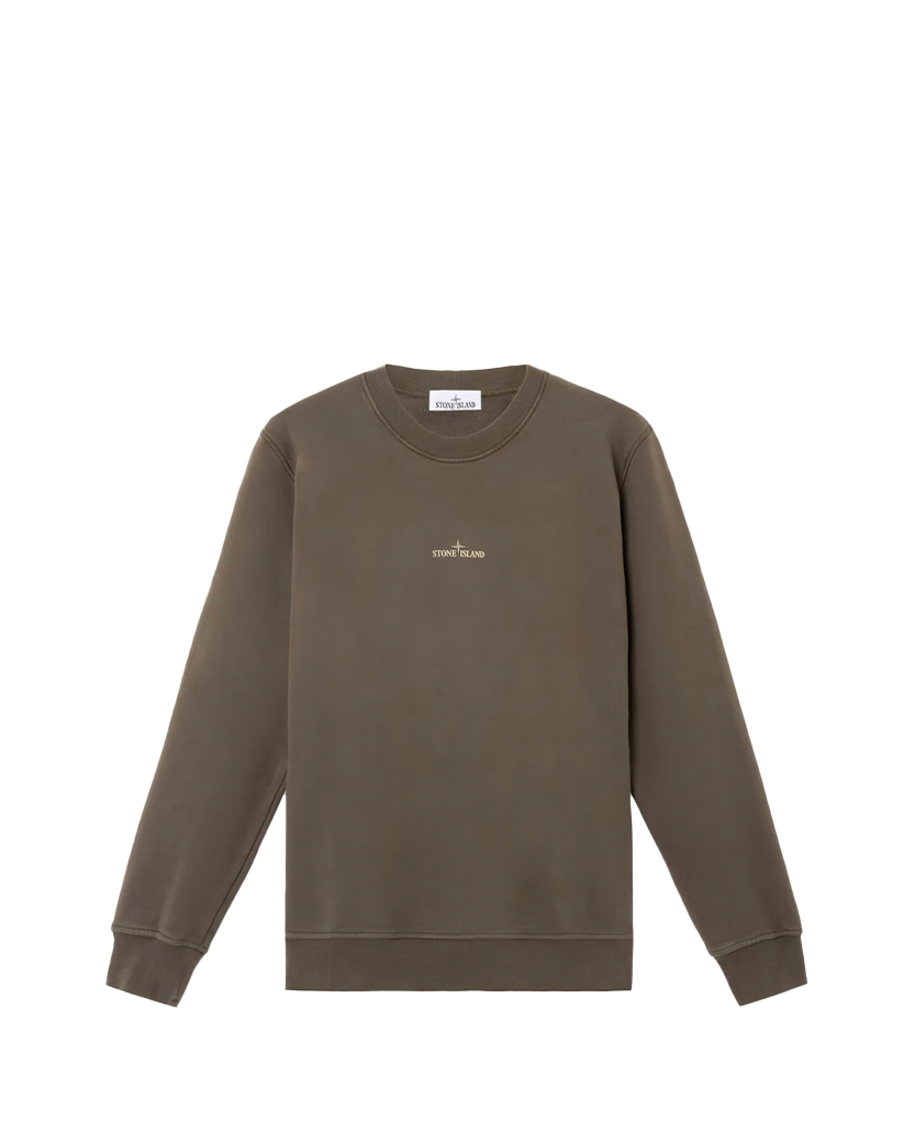 Stone Island 6100665 Cotton Fleece 'Institutional Five' Print Sweatshirt Military Green