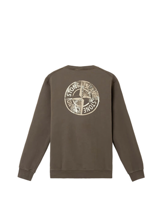 Stone Island 6100665 Cotton Fleece 'Institutional Five' Print Sweatshirt Military Green