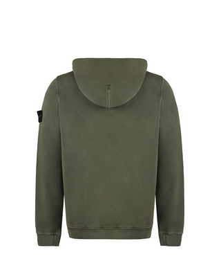 Stone Island 61041 Organic Cotton Diagonal Fleece 'Old' Effect Hoodie Green