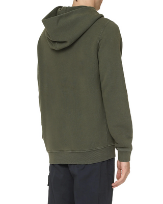 Stone Island 61041 Organic Cotton Diagonal Fleece 'Old' Effect Hoodie Green