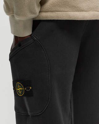 Stone Island 61141 Organic Cotton Diagonal Fleece 'Old' Effect Pants Grey