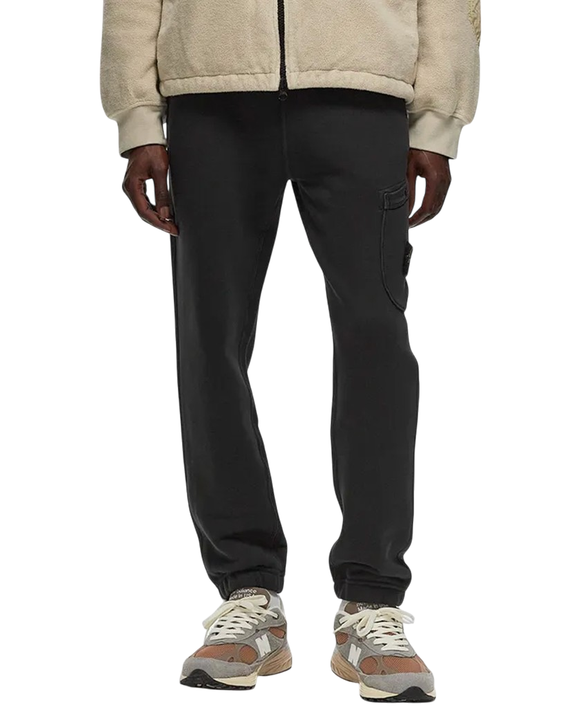 Stone Island 61141 Organic Cotton Diagonal Fleece 'Old' Effect Pants Grey