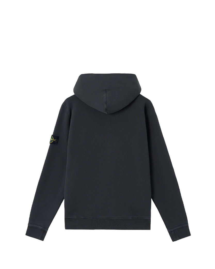 Stone Island 63341 Organic Cotton Diagonal Fleece 'Old' Effect Zipper Hoodie Grey