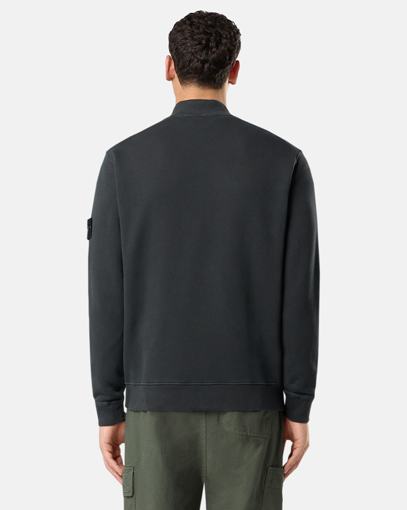 Stone Island 65241 Organic Cotton Diagonal Fleece 'Old' Effect Zip Sweatshirt Grey