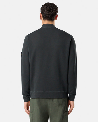 Stone Island 65241 Organic Cotton Diagonal Fleece 'Old' Effect Zip Sweatshirt Grey