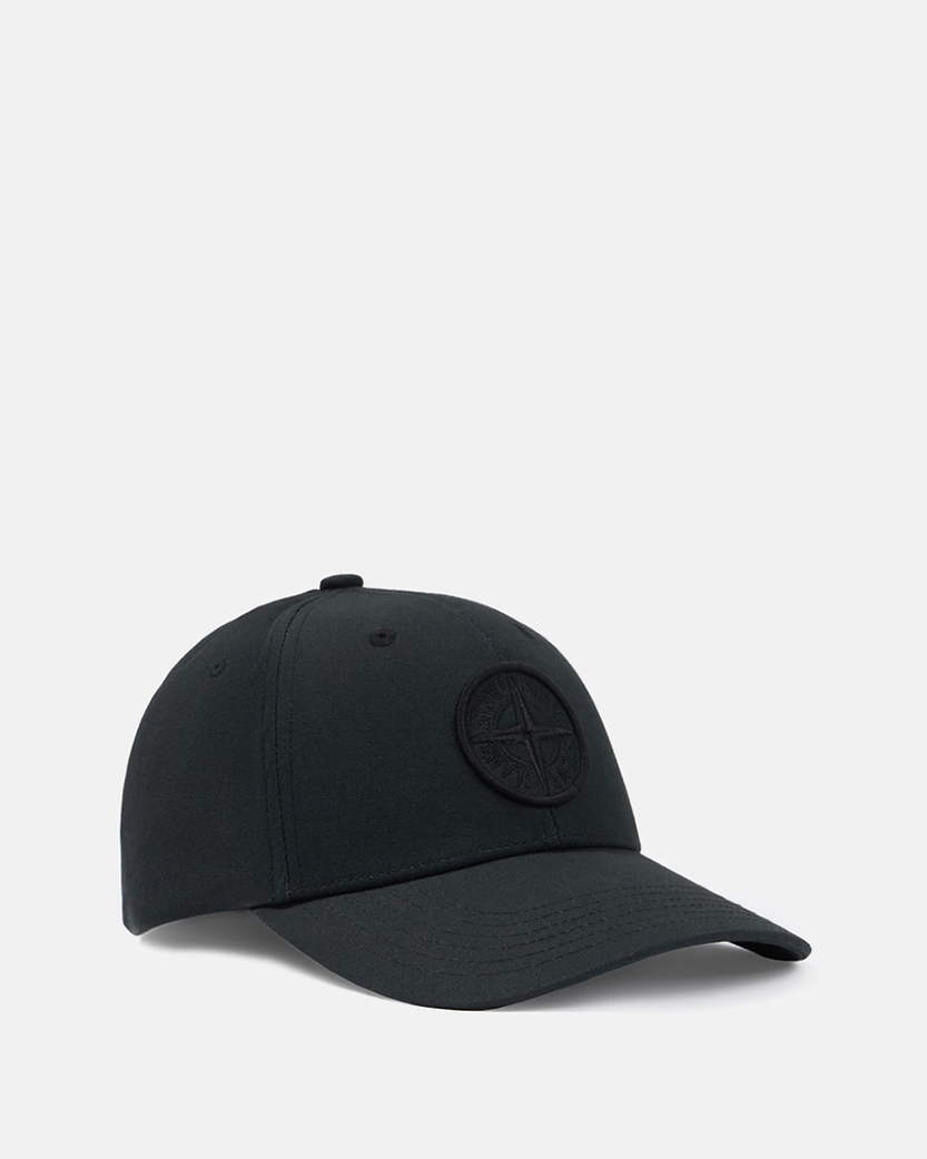 Stone Island 9100013 Cotton Reps Baseball Cap Compass Black