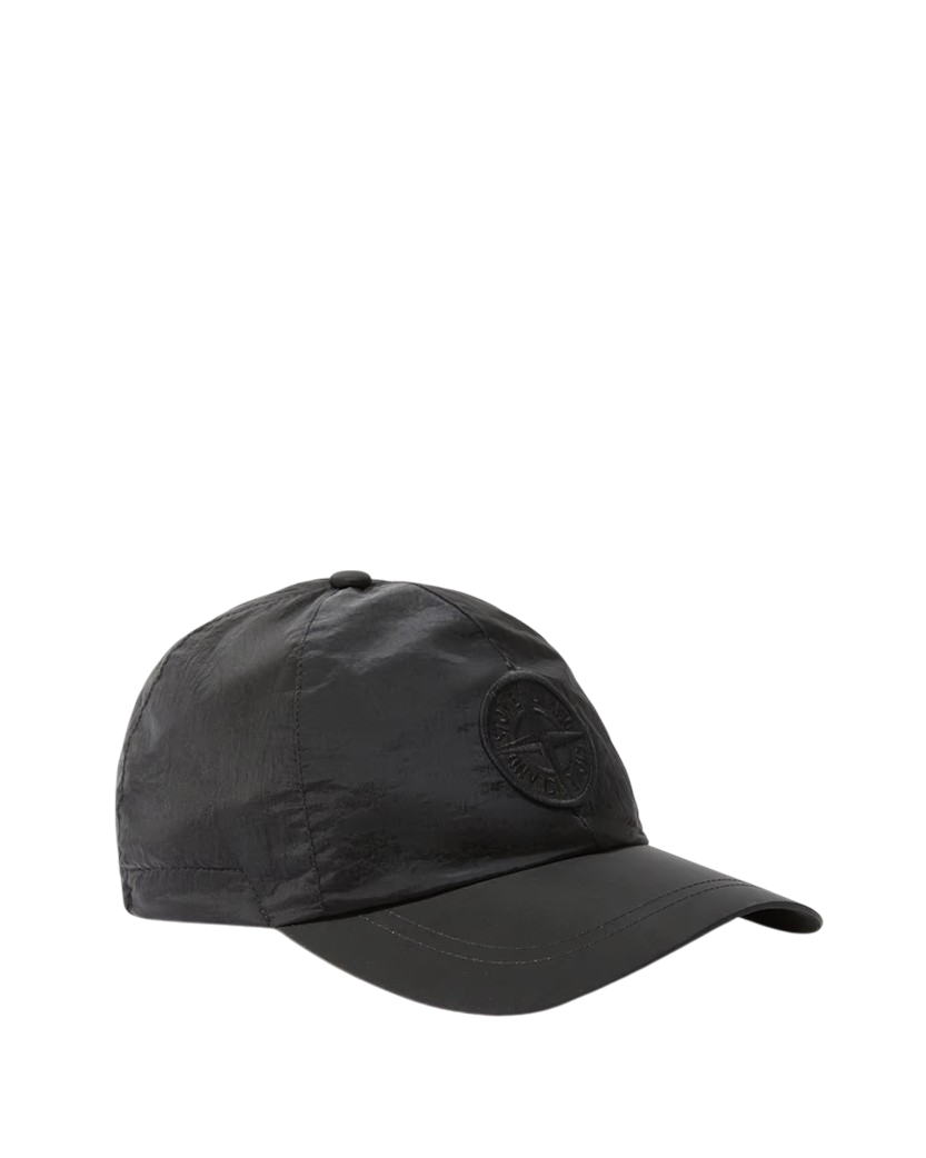 Stone Island 9100995 Nylon Metal 6-Panel Logo Cap Black