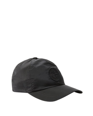 Stone Island 9100995 Nylon Metal 6-Panel Logo Cap Black