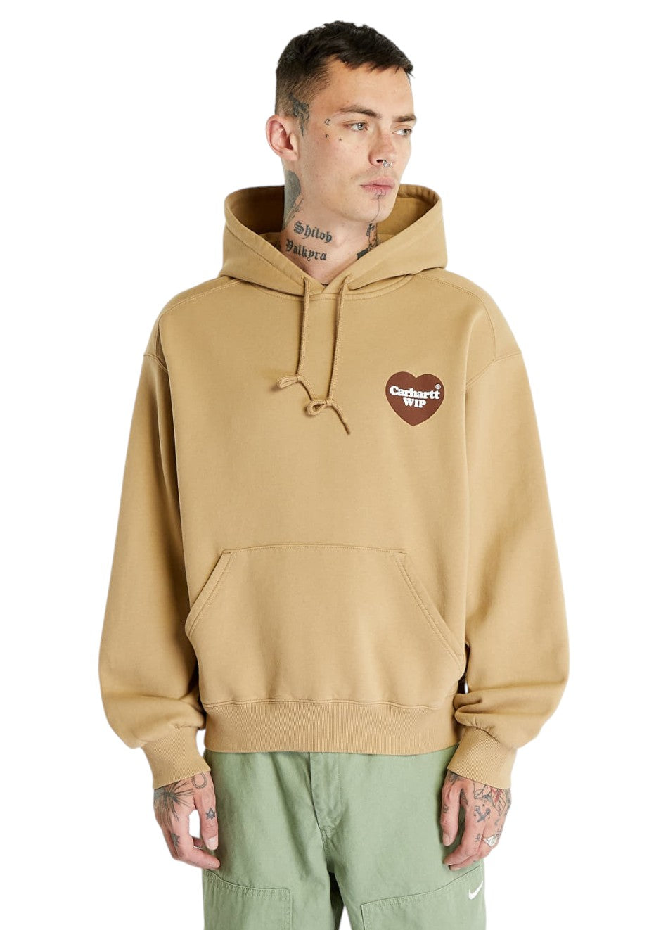 Carhartt WIP Heart Print Hoodie Dusty Hamilton Brown