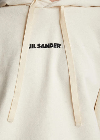Jil Sander Logo Print Hoodie White