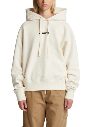 Jil Sander Logo Print Hoodie White