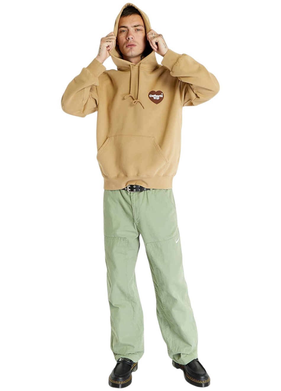 Carhartt WIP Heart Print Hoodie Dusty Hamilton Brown