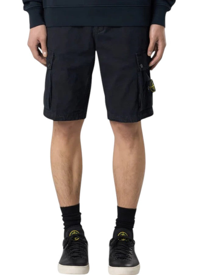 Stone Island L100011 SUPIMA Cotton Twill Stretch-TC Bermuda Shorts Blue
