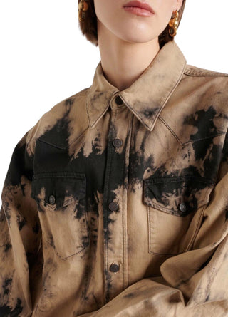 Acne Studios Tie Dye Denim Shirt Beige/Black
