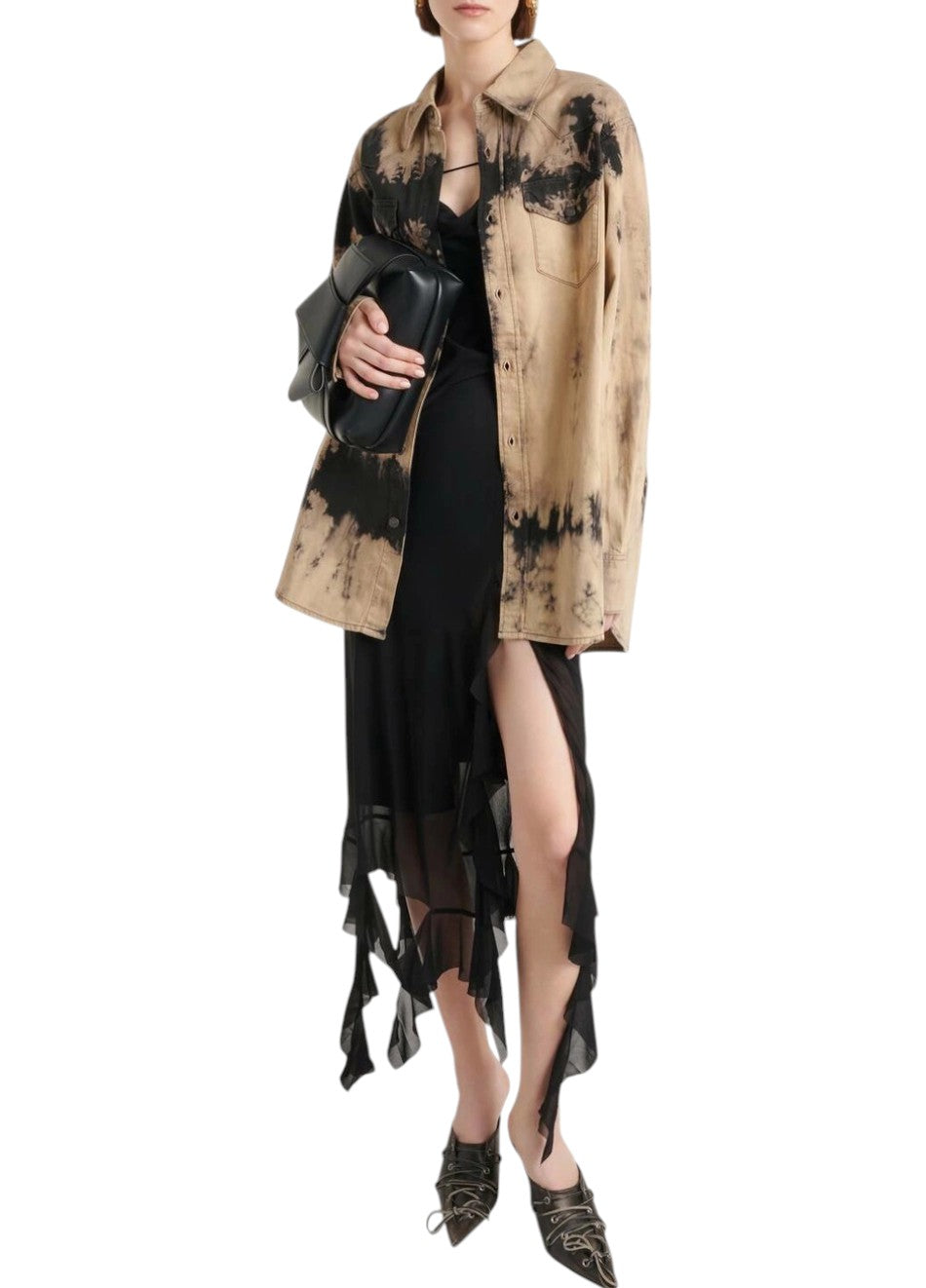 Acne Studios Tie Dye Denim Shirt Beige/Black