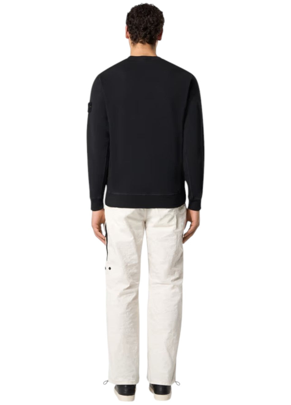 Stone Island 6100020 MALFILE FLEECE 'OLD' EFFECT Crewneck Sweatshirt Black