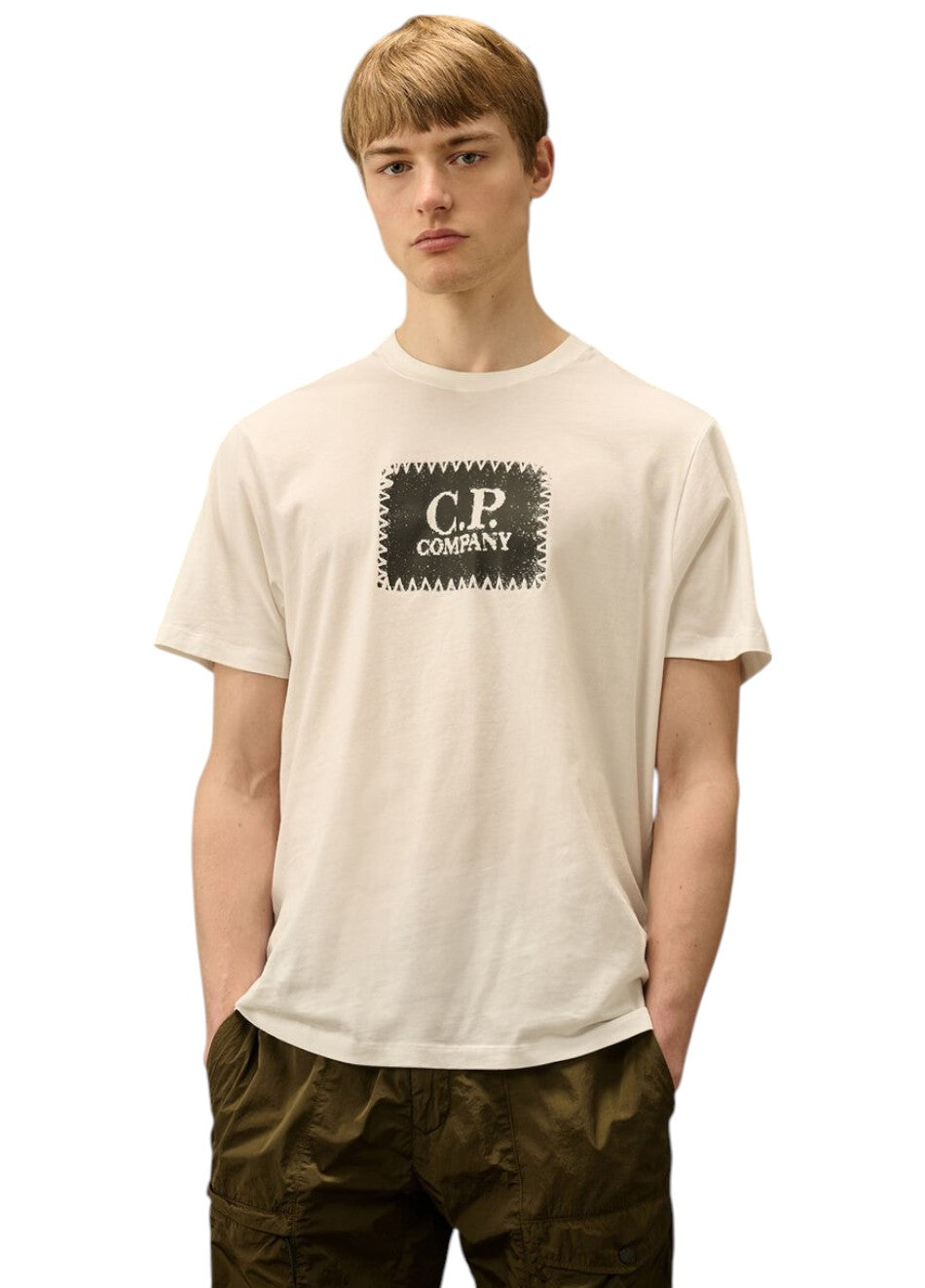 C.P. Company Logo Label T-Shirt Gauze White 18CMTS029A005100W