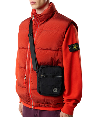 Stone Island 9200015 COATED NYLON METAL IN ECONYL® Pouch Bag Black